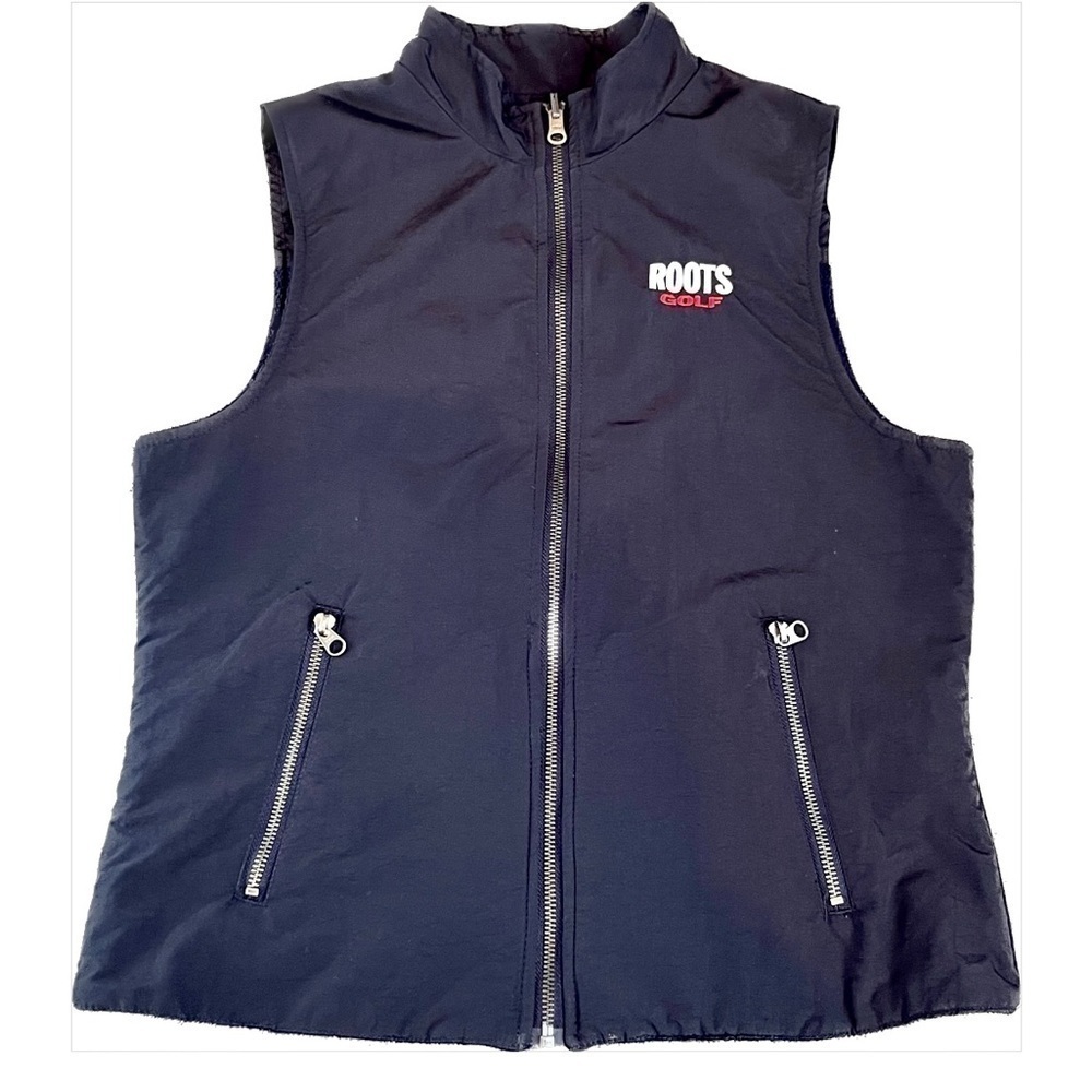 Roots Golf Reversible Zipper front Nylon Fleece vest Womens S